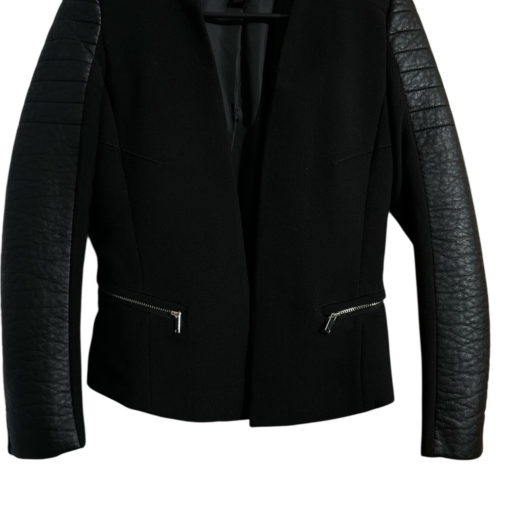 H&M Black Blazer with Textured Sleeves